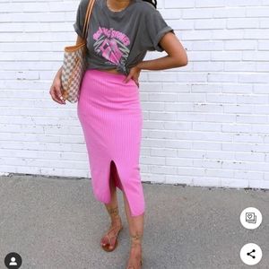 NWT Free People pink skyline midi skirt